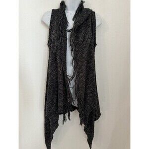 Mossimo Supply Co Black Open Front Sleeveless Vest Fringe Womens M Festival Boho
